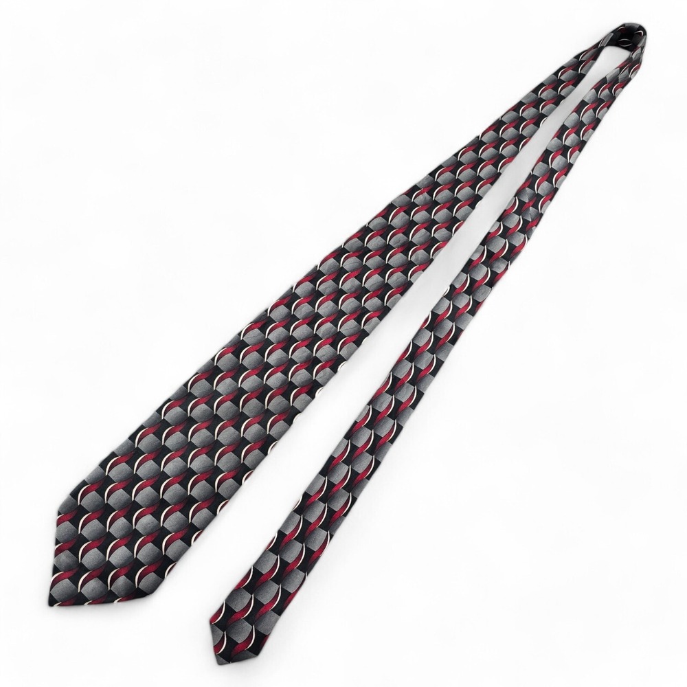 Facets Necktie Mens Multicolor Abstract Geometric 100% Silk Hand Sewn 57L 3.85W
